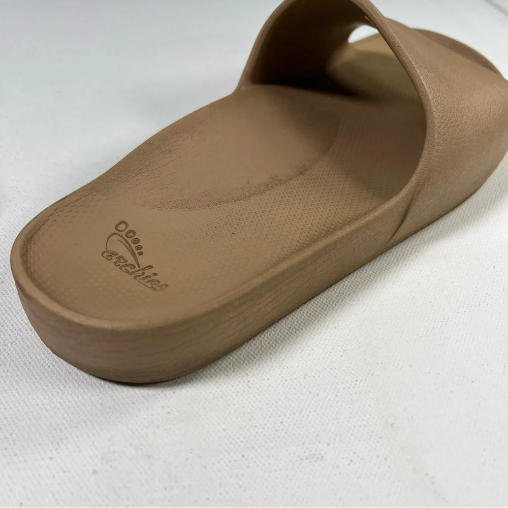 Archie's Arch Support Slide Sandals Tan Taupe Beige Nude Mens 8 Womens 9 - Picture 10 of 13